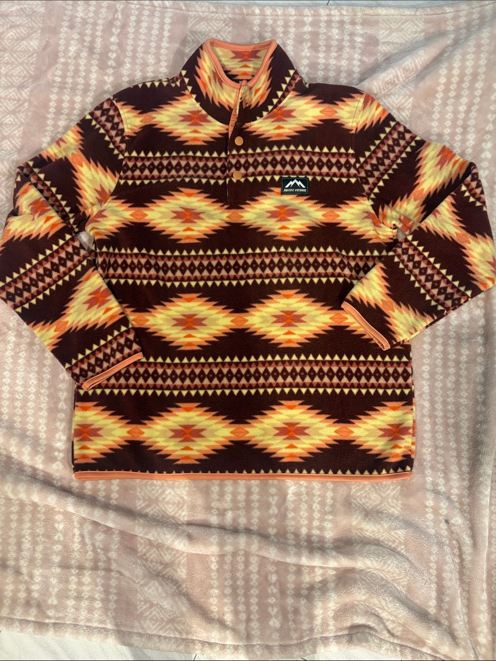 Men’s Orange & Brown Patterned Half-Zip Sweater